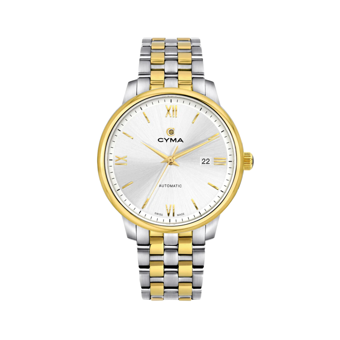 CYMA W02 00816 002 HERITAGE EUROPA 3 HANDS AUTOMATIC TWO TONE STAINLESS STEEL MEN WATCH City Chain Hong Kong