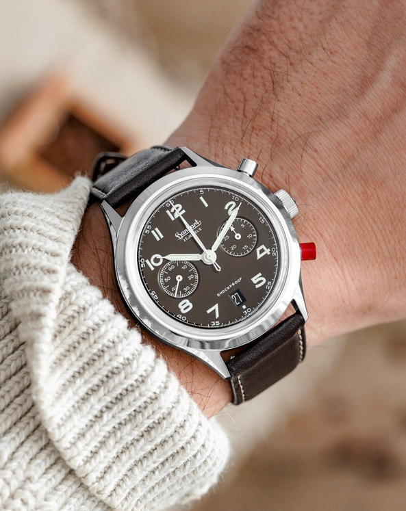 Hanhart X Porsche Fahrer Magazin 417 ES Mocha Flyback Date (H721L.282-L)