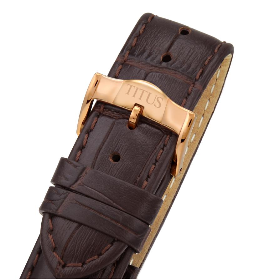 Sonvilier瑞士製三針日期顯示自動機械皮革腕錶 (W06-02918-003)