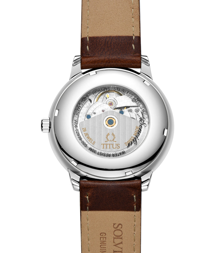 Sonvilier Swiss Made 3 Hands Date Mechanical Leather Watch (W06-02939-005)