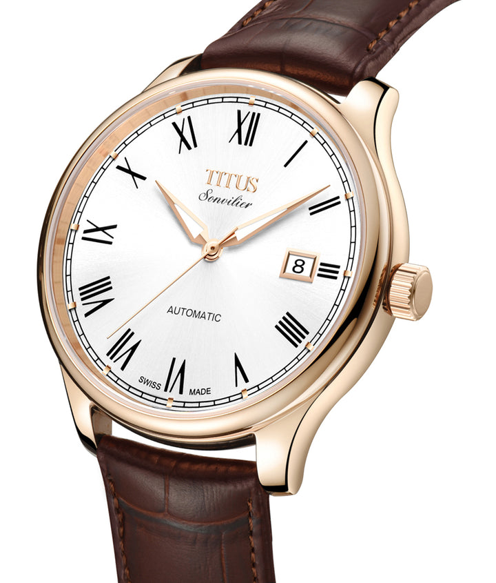 Sonvilier 3 Hands Date Mechanical Leather Watch(W06-03040-002)