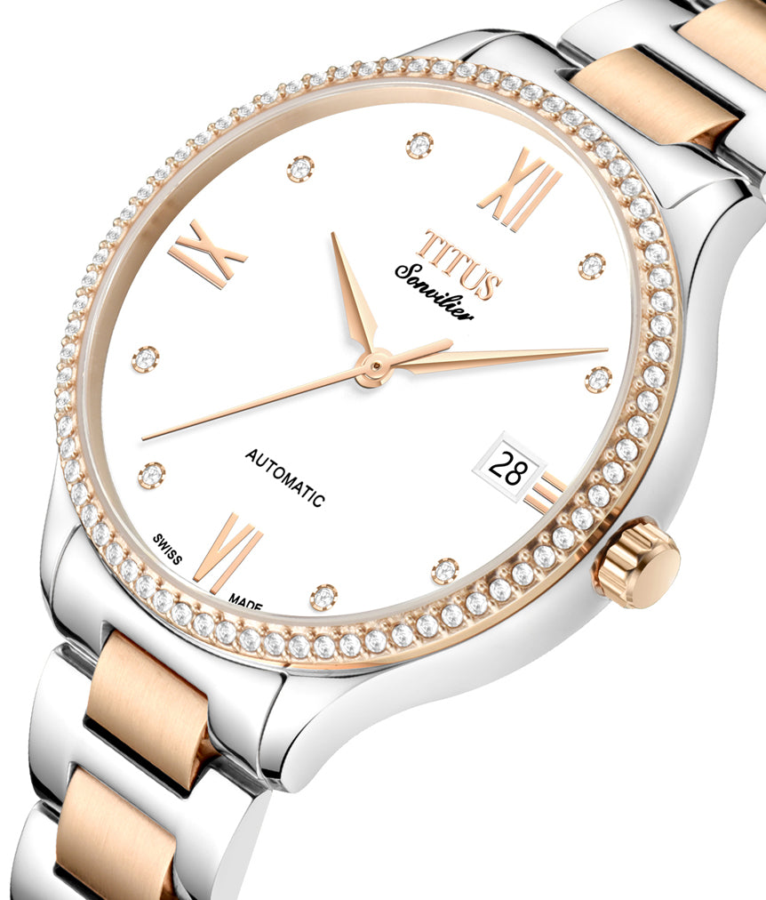 Sonvilier瑞士製三針日期顯示自動機械不鏽鋼腕錶(W06-03116-003)