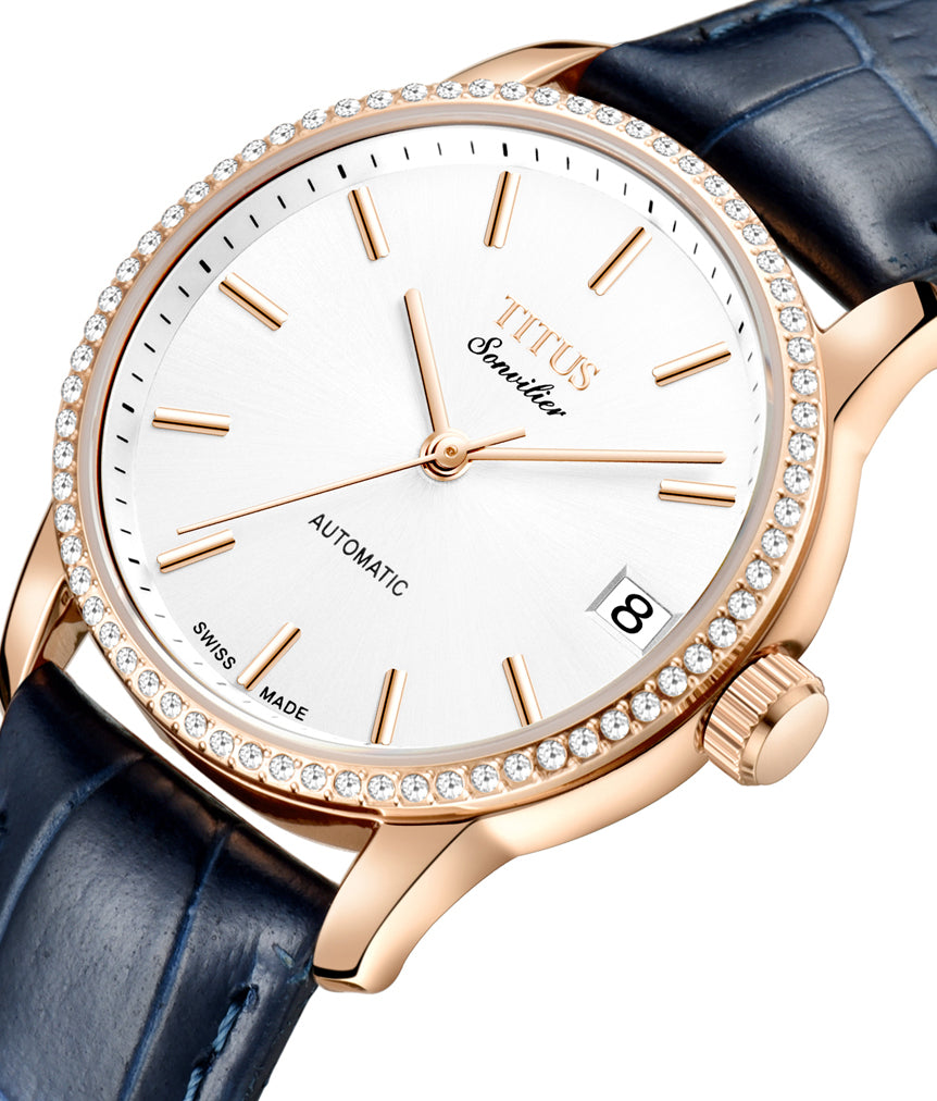 Sonvilier Swiss Made 3 Hands Date Mechanical Leather Watch (W06-03168-002)