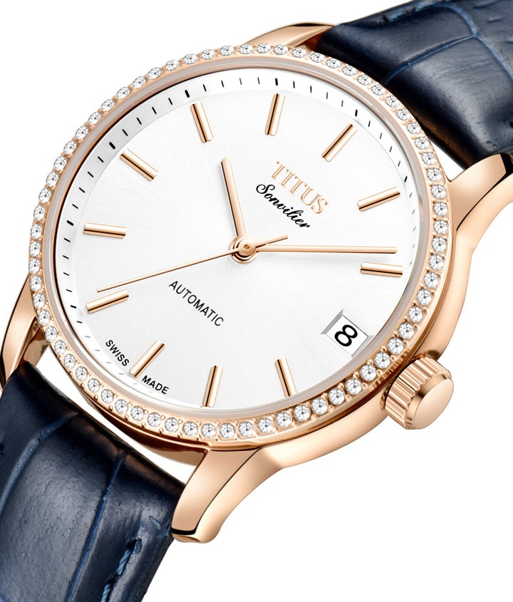 Sonvilier Swiss Made 3 Hands Date Mechanical Leather Watch (W06-03168-002)