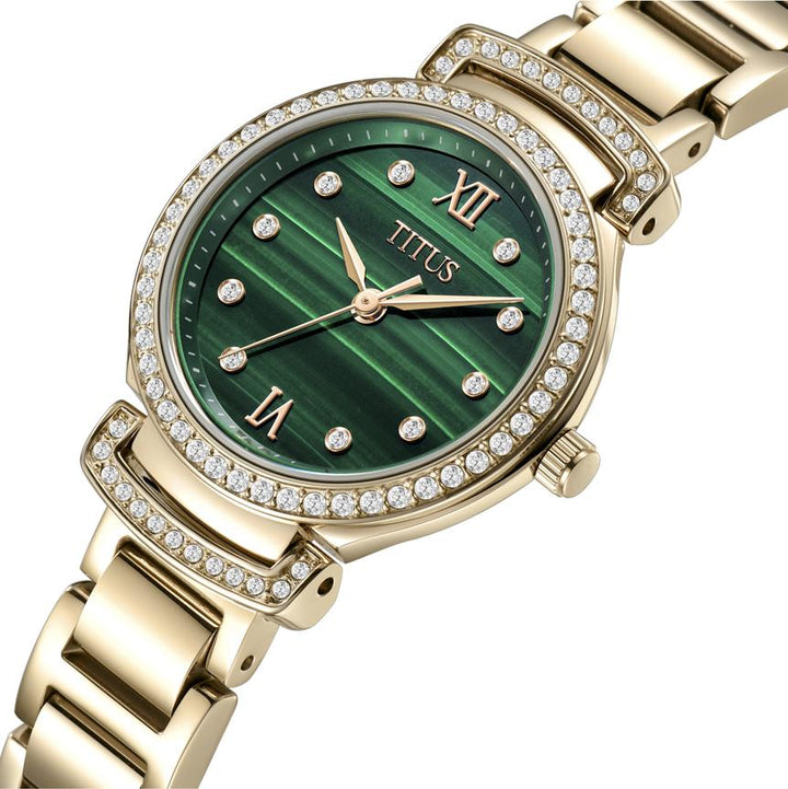 Fair Lady 3 Hands Quartz Stainless Steel Malachite Watch (W06-03215-001)