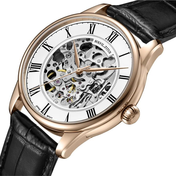 Classic 3 Hands Mechanical Skeleton Stainless Steel Watch (W06-03234-003)
