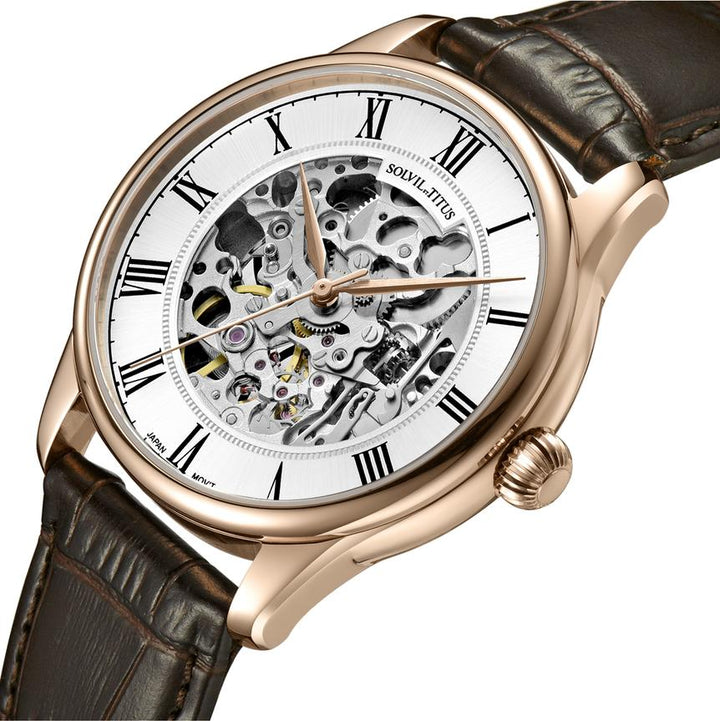 Classic 3 Hands Mechanical Skeleton Stainless Steel Watch (W06-03234-004)