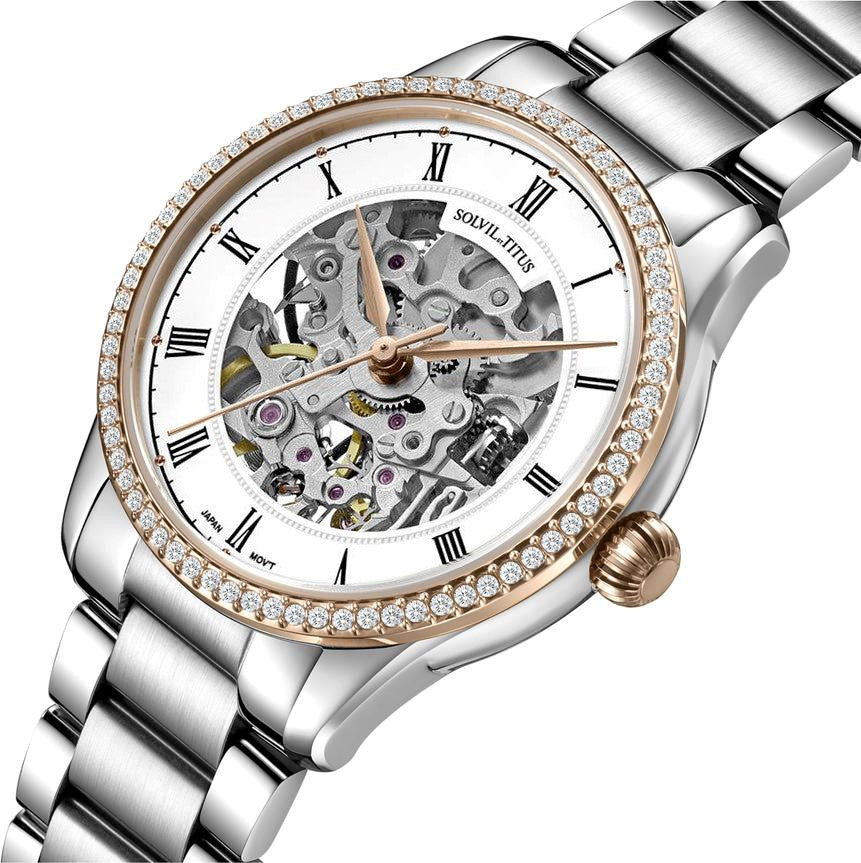 Classic 3 Hands Mechanical Skeleton Stainless Steel Watch (W06-03235-001)