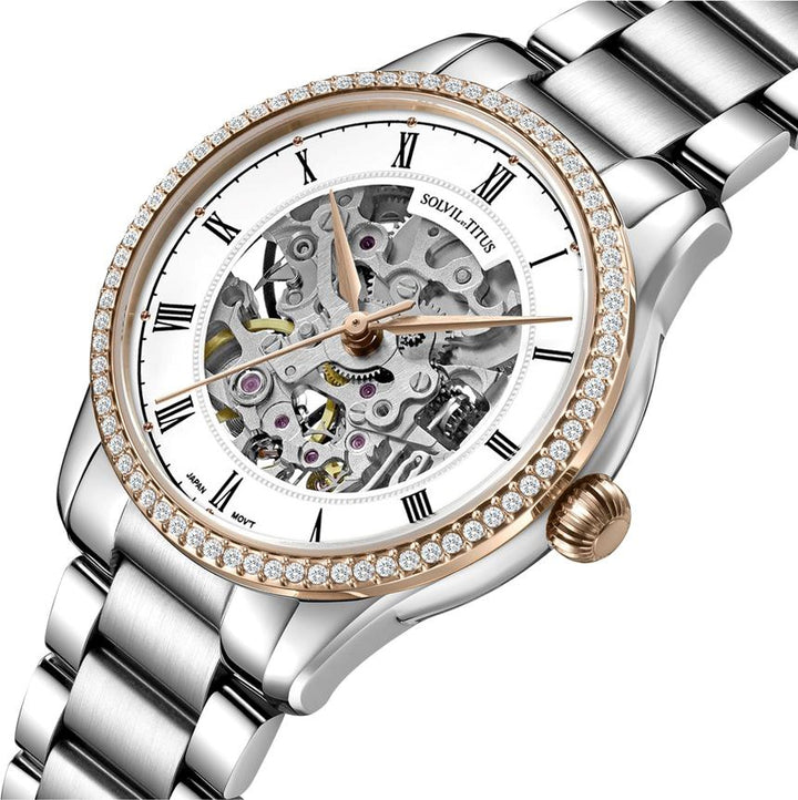 Classic 3 Hands Mechanical Skeleton Stainless Steel Watch (W06-03235-001)