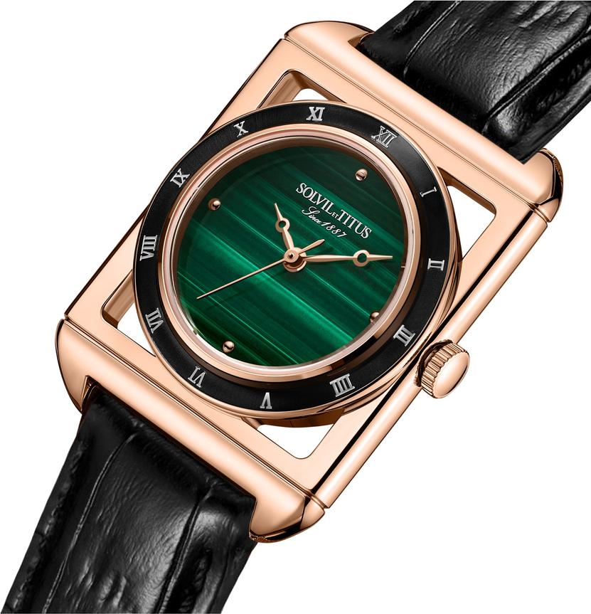 The Letter三針石英皮革腕錶 (W06-03266-005)