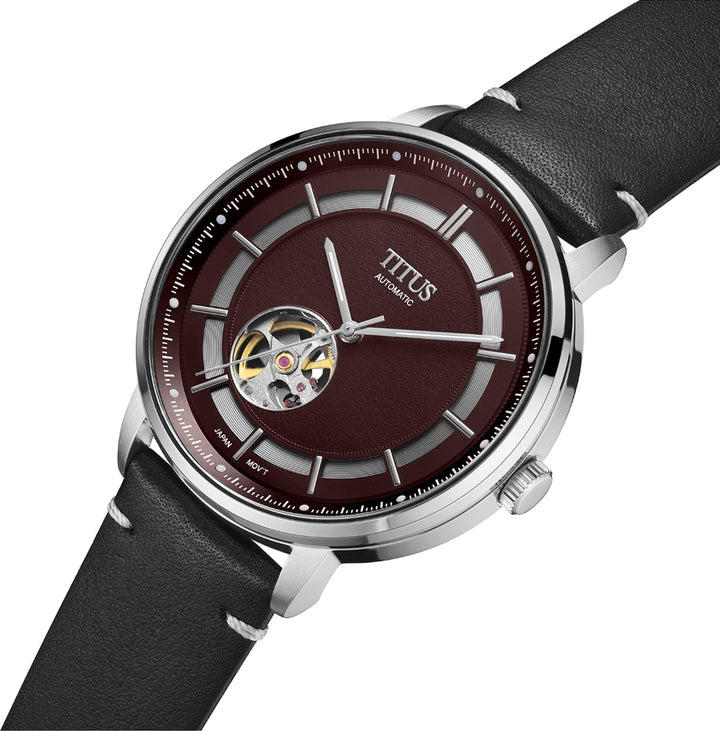 Enlight 3 Hands Mechanical Skeleton Leather Watch (W06-03277-005)