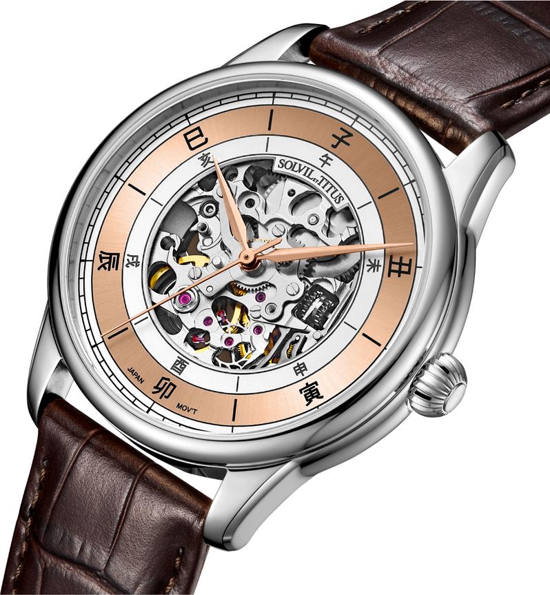 Classic 3 Hands Mechanical Skeleton Leather Watch (W06-03309-005)