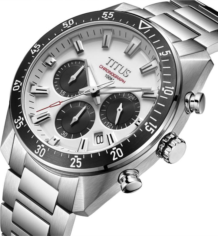 Modernist Chronograph Quartz Stainless Steel Watch (W06-03338-001)