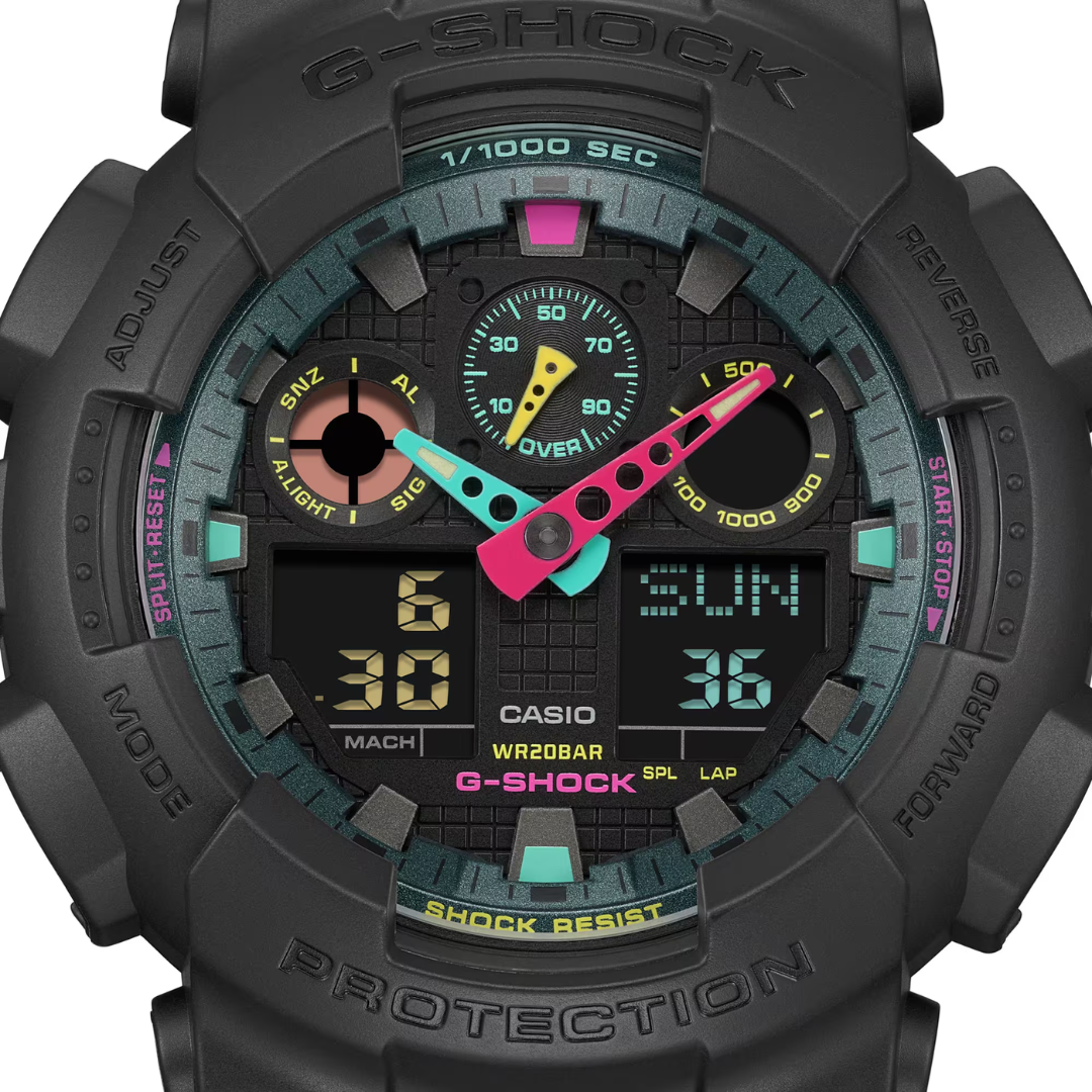 CASIO G-SHOCK GA-100MF-1ADR SPECIAL COLOR ANALOG-DIGITAL BLACK MEN