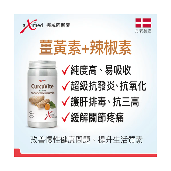 Aximed Tab aXimed 挪威阿斯麥 - 強效薑黃素(60粒) (Retail price: $450) – City Chain Hong Kong