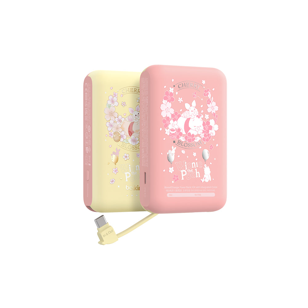 Belkin BoostCharge 便攜式行動電源 10K + 內置USB-C充電線 (小熊維尼, 迪士尼系列) (原價: $300)