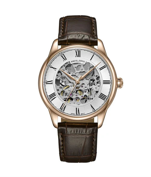 Classic 3 Hands Mechanical Skeleton Stainless Steel Watch (W06-03234-004)
