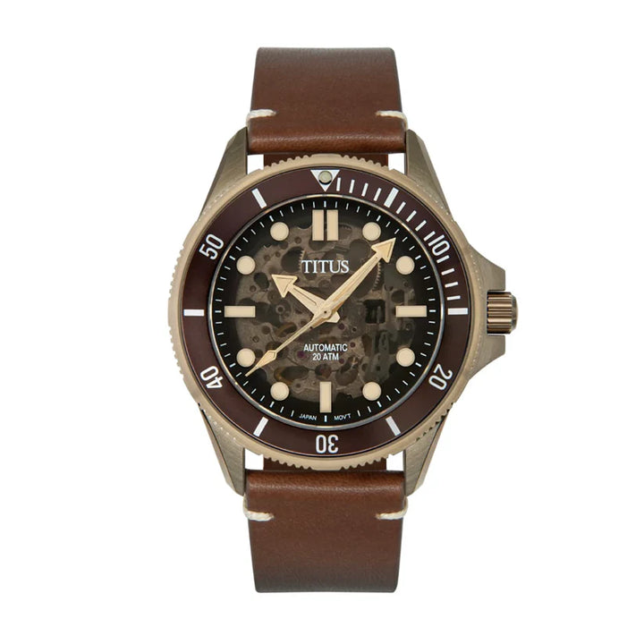 Valor 3 Hands Mechanical Skeleton Leather Watch (W06-03296-007)