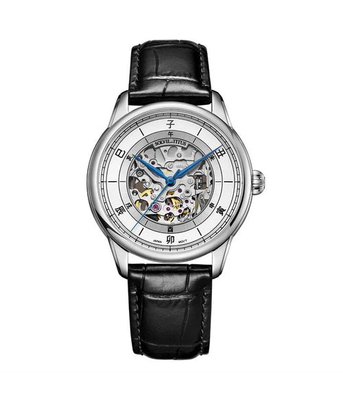Classic 3 Hands Mechanical Skeleton Leather Watch (W06-03309-004)